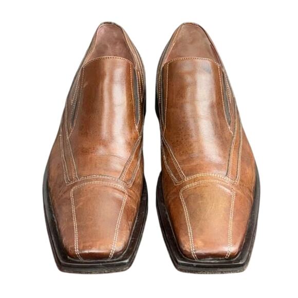 Men\'s Designer Italian VERO CUOIA Camel Leather Square Toe Loafer Dress Shoe -42 main image 6